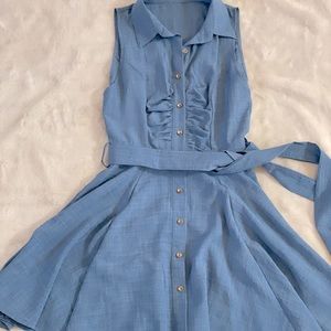Never worn, “denim” dress , 65% cotton, 35 % polyester